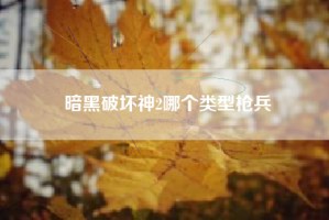 暗黑破坏神2哪个类型枪兵