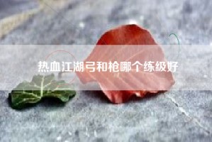 热血江湖弓和枪哪个练级好