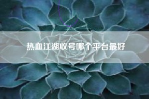 热血江湖收号哪个平台最好