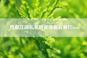 热血江湖私发网英雄最容易打boss