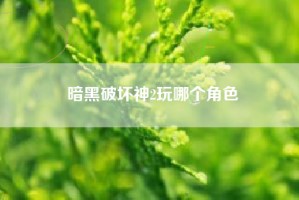 暗黑破坏神2玩哪个角色