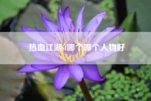 热血江湖sf哪个哪个人物好