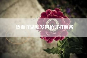 热血江湖私发网枪好打装备