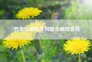 热血江湖私发网职业刷怪省钱