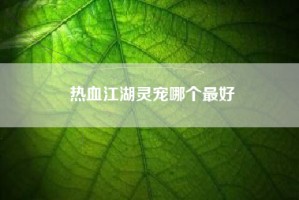 热血江湖灵宠哪个最好