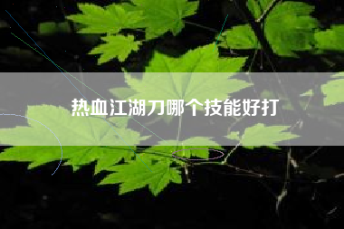 热血江湖刀哪个技能好打