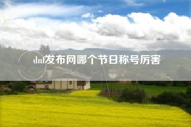 dnf发布网哪个节日称号厉害