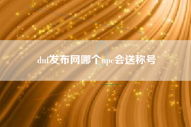 dnf发布网哪个npc会送称号